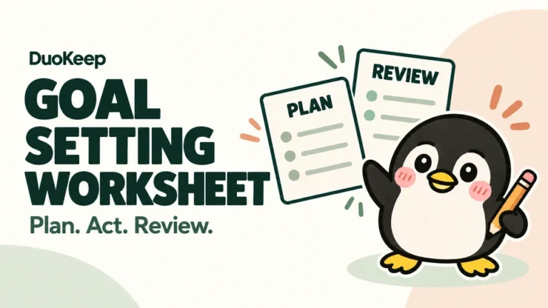 Goal-setting worksheet: plan a result, act and review the evidence